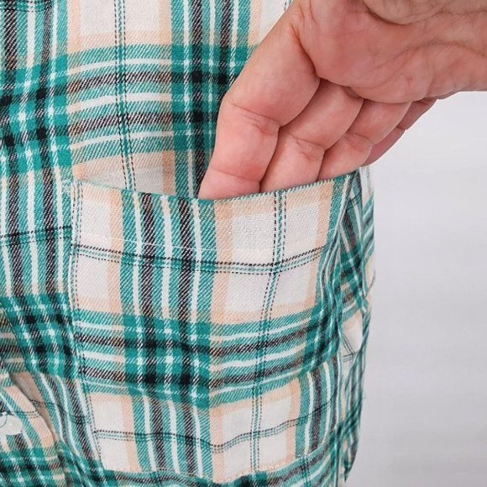 VEVERET Plaid Button Down Long Sleeve Raw Hem Shacket Shirt S.M.L NWT - Picture 9 of 16